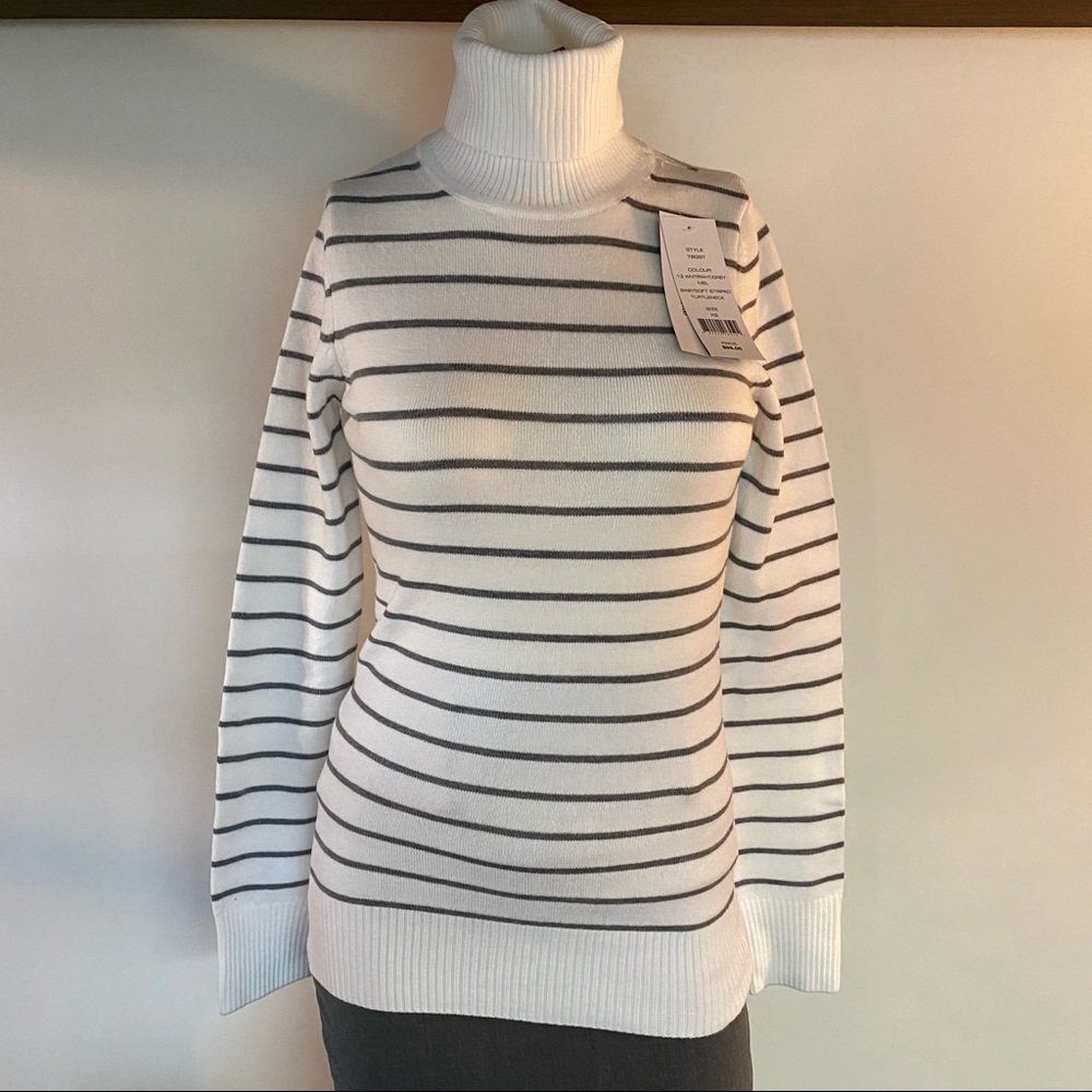 French Connection Striped Babysoft Turtleneck